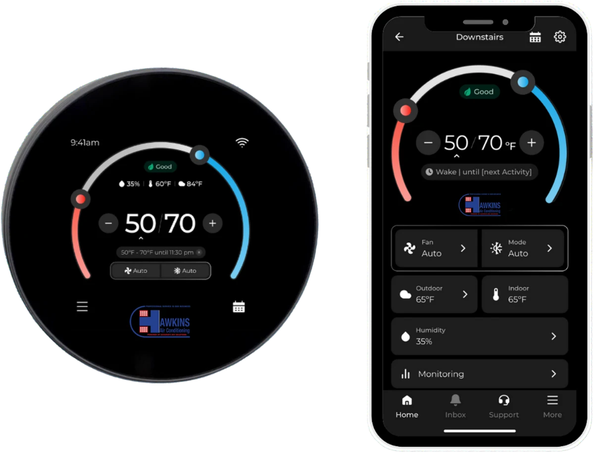 The HAVEN smart thermostat and the Hawkins app
